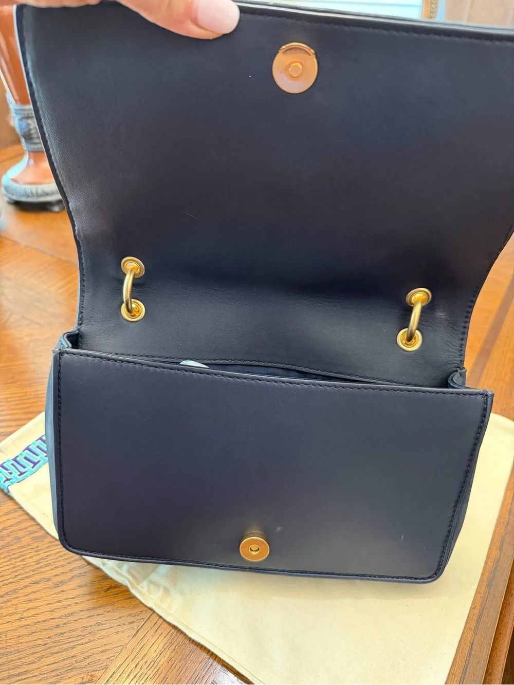 Tory Burch Black Suede Quilted Shoulder Bag with Gold Chain